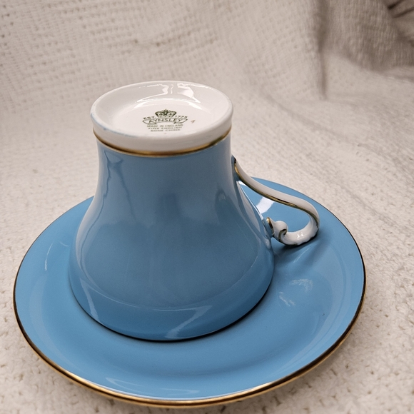Aynsley England Turquoise Vintage Teacup Saucer Gold Filigree Corset Design RARE - Picture 7 of 16